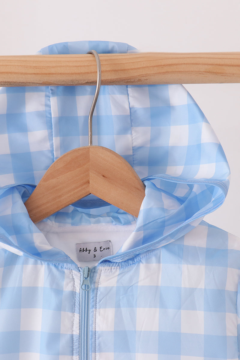 Bow embroidery gingham raincoat