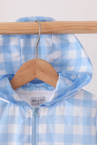 Bow embroidery gingham raincoat