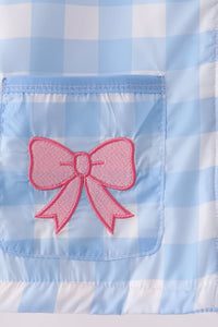 Bow embroidery gingham raincoat