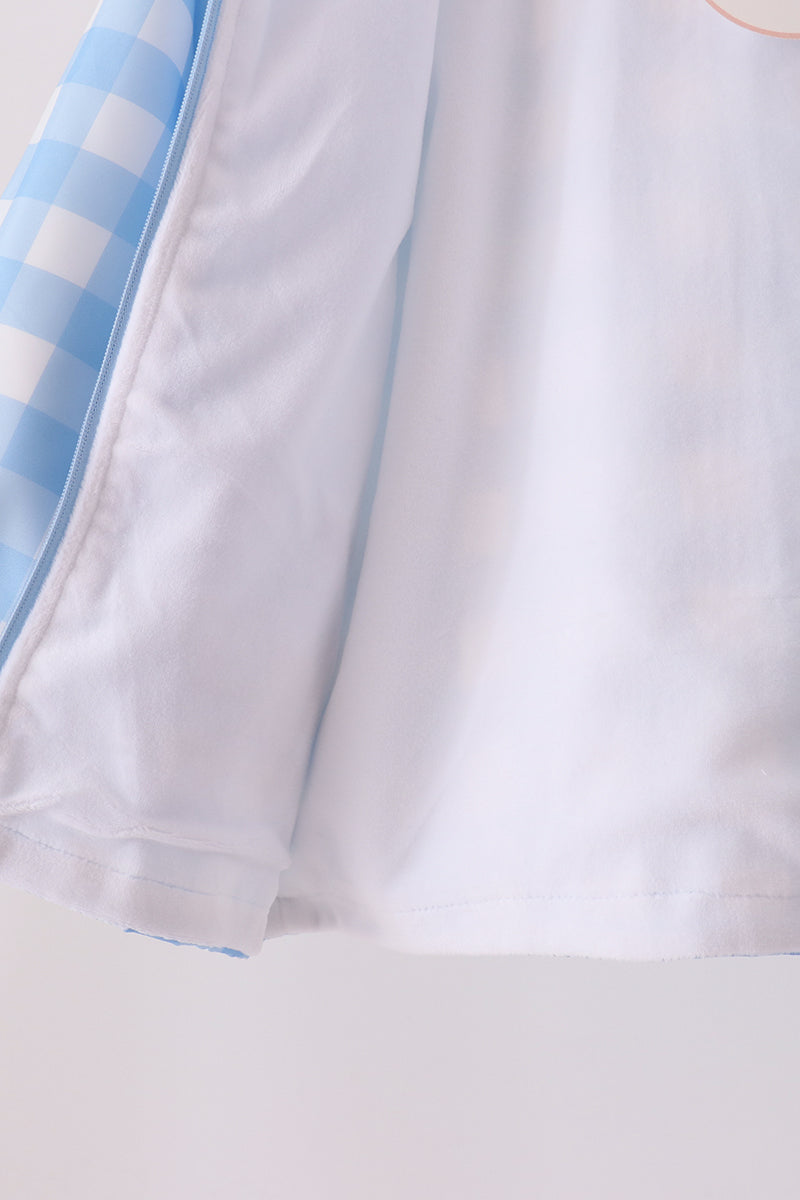 Bow embroidery gingham raincoat