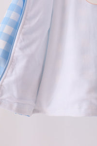 Bow embroidery gingham raincoat