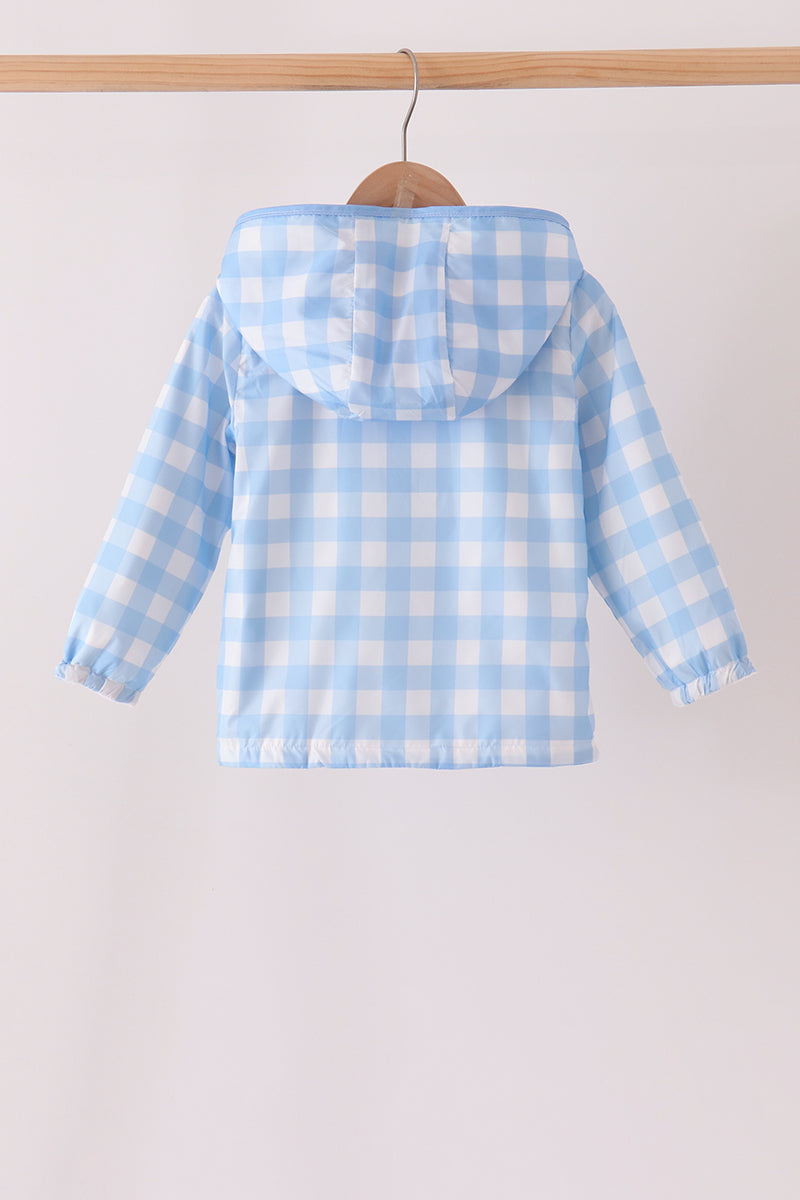 Bow embroidery gingham raincoat