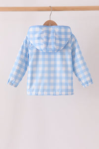 Bow embroidery gingham raincoat