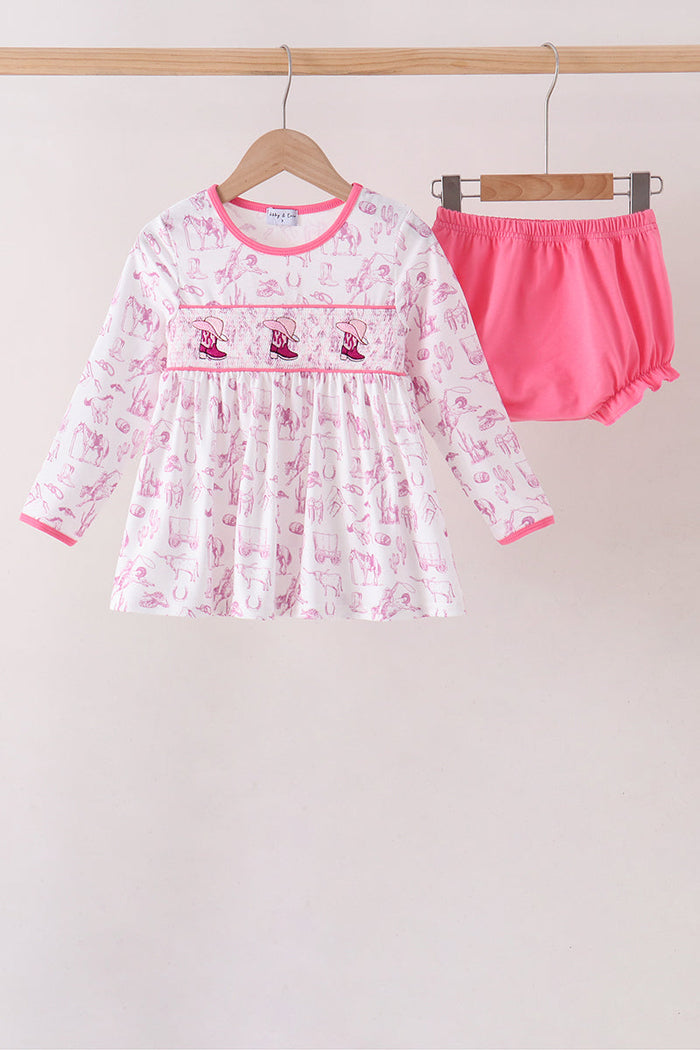 Cowboy boots Smocked Bloomer Set