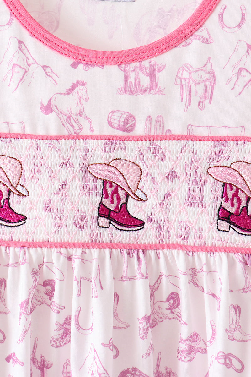 Cowboy boots Smocked Pants Set
