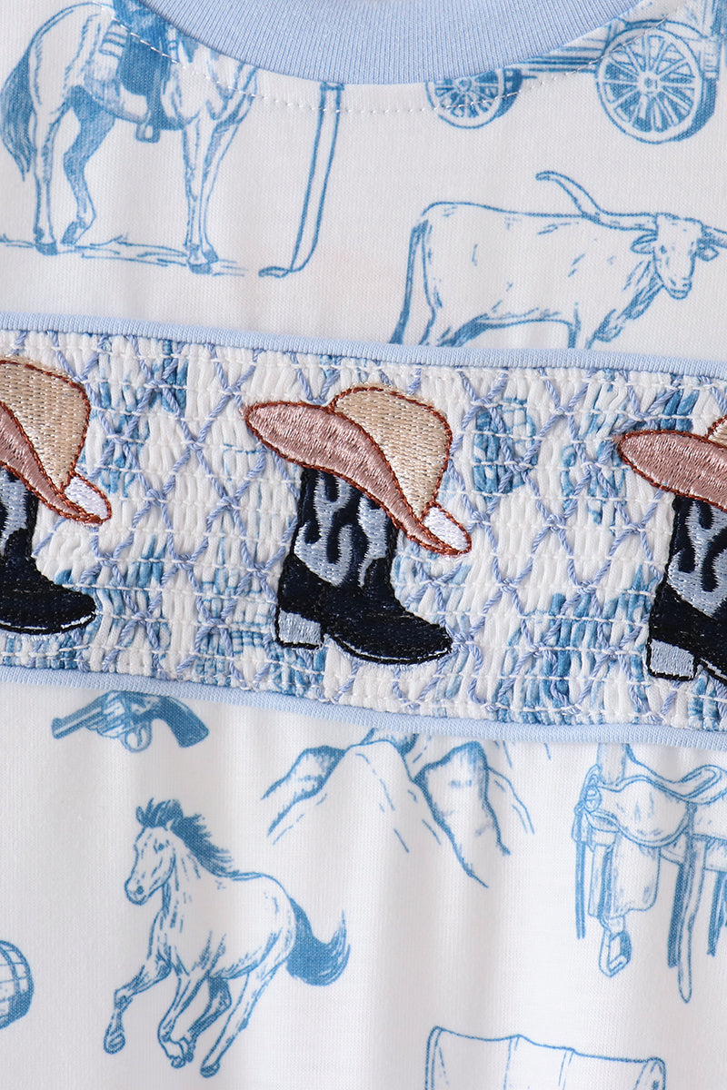 Cowboy Smocked Romper