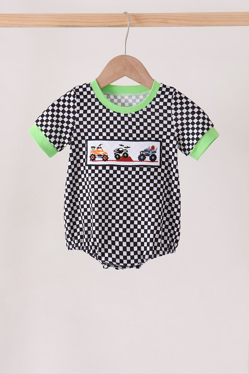 Car embroidery checkered bubble