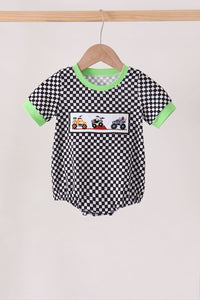 Car embroidery checkered bubble