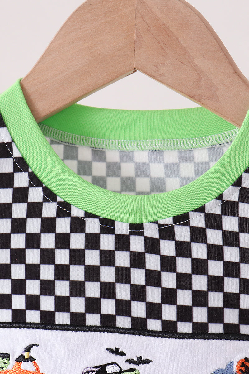 Car embroidery checkered bubble