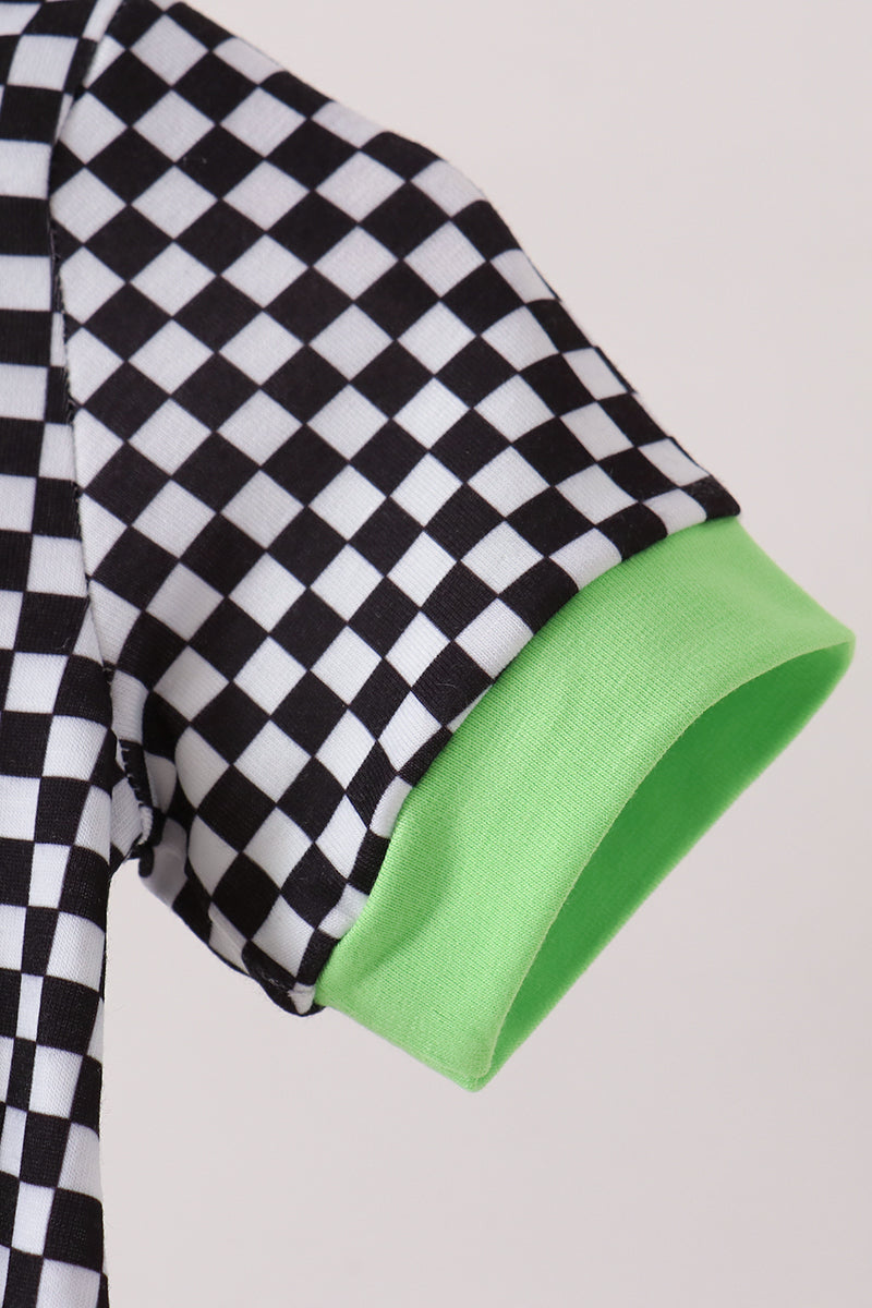 Car embroidery checkered bubble