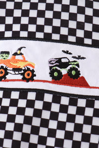 Car embroidery checkered bubble