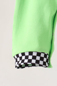 Car embroidery checkered romper