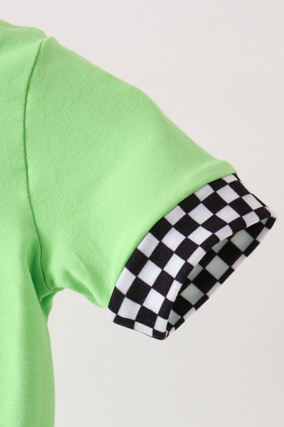 Car embroidery checkered romper