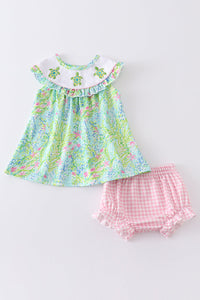 Turtle Embroidered Bloomer Set