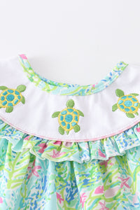 Turtle Embroidered Bloomer Set