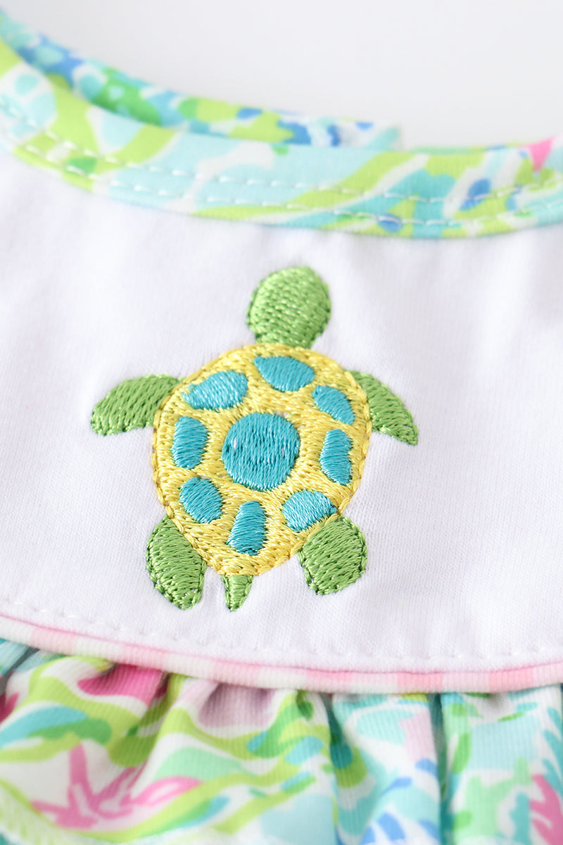 Turtle Embroidered Bloomer Set