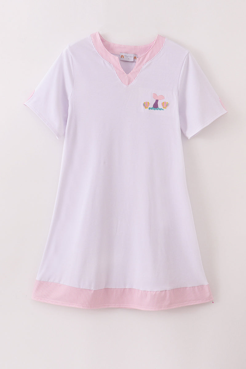White Mermaid Embroidery Cover Up Mom & Me - Essential Southern Charm
