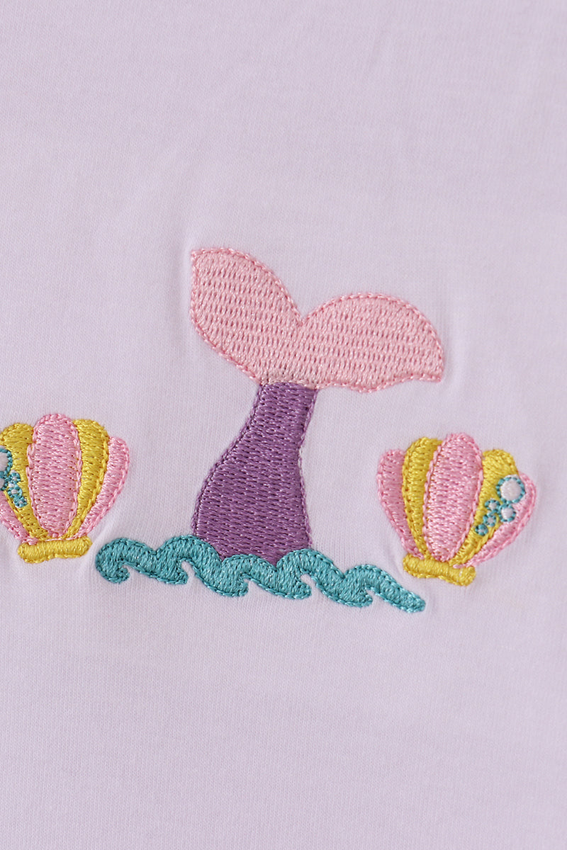 White Mermaid Embroidery Cover Up Mom & Me - Essential Southern Charm