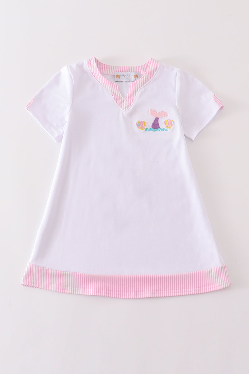 White Mermaid Embroidery Cover Up Mom & Me - Essential Southern Charm