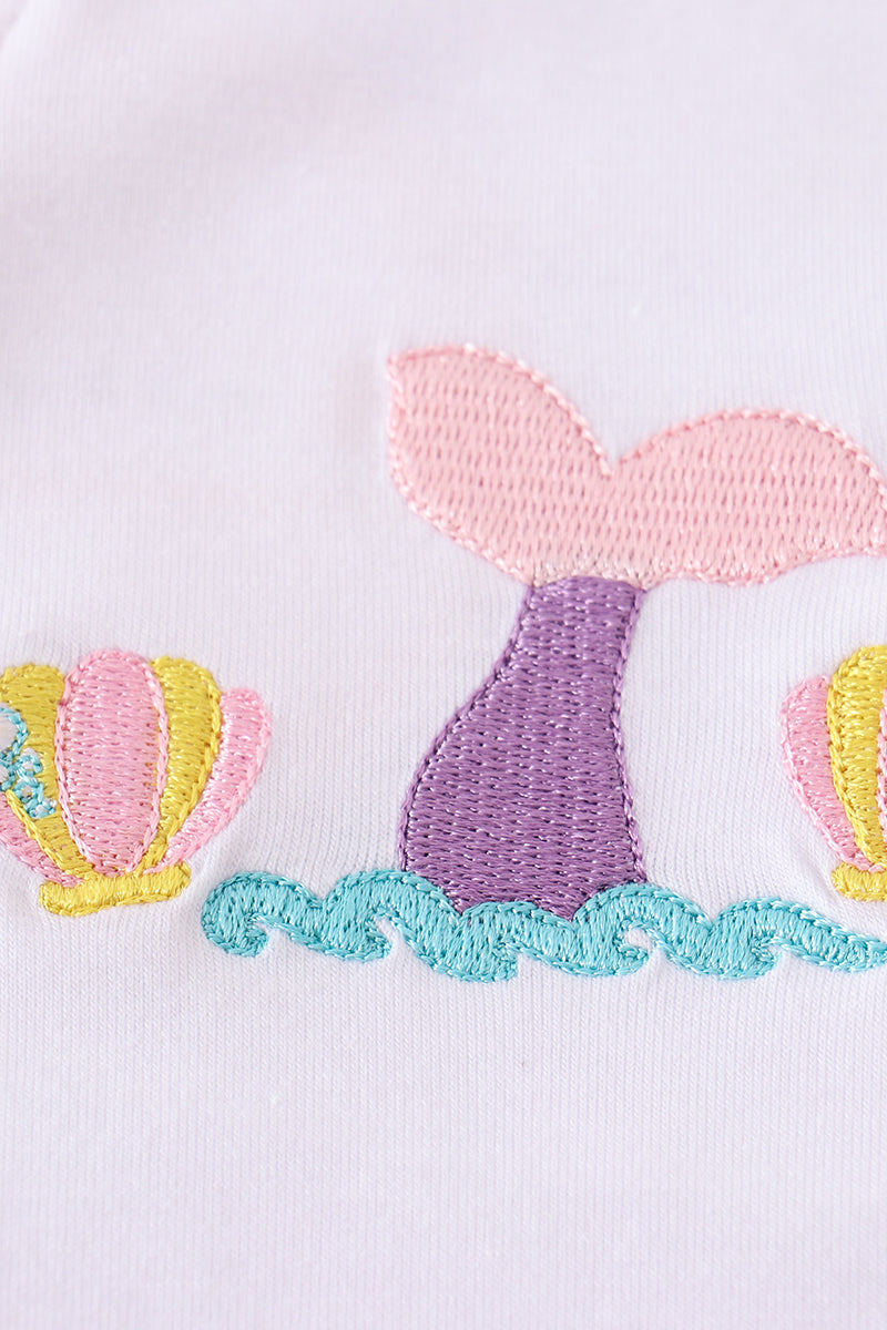 White Mermaid Embroidery Cover Up Mom & Me - Essential Southern Charm