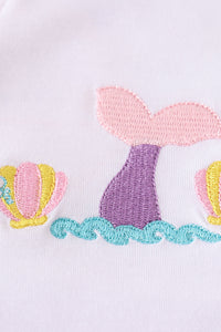 White Mermaid Embroidery Cover Up Mom & Me - Essential Southern Charm