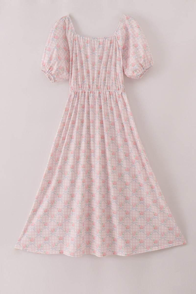 Pink Floral Print Mom Dress - Essential Southern Charm
