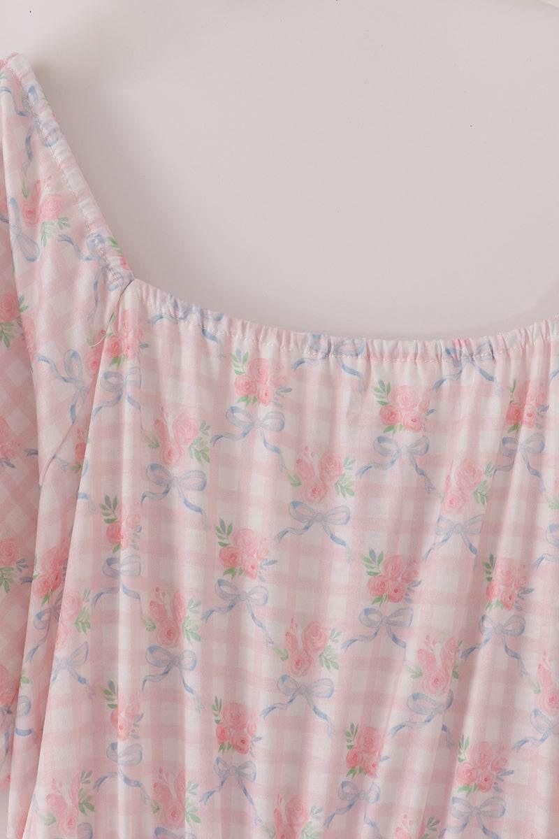 Pink Floral Print Mom Dress - Essential Southern Charm
