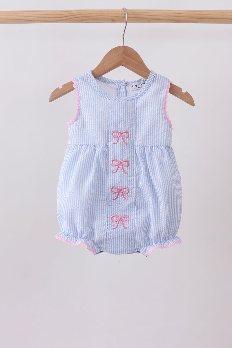 Bow Embroidered Stripe Bubble