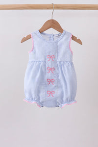 Bow Embroidered Stripe Bubble