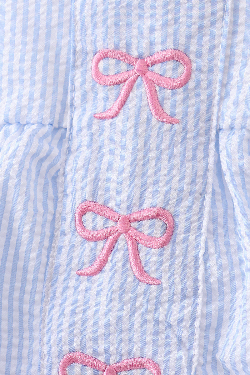 Bow Embroidered Stripe Bubble