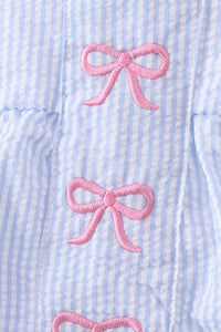 Bow Embroidered Stripe Bubble