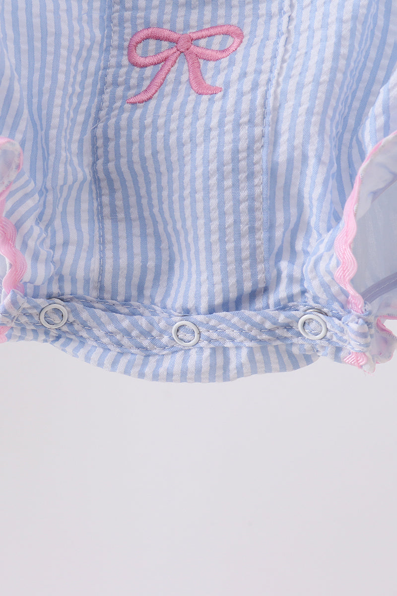Bow Embroidered Stripe Bubble