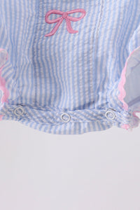 Bow Embroidered Stripe Bubble