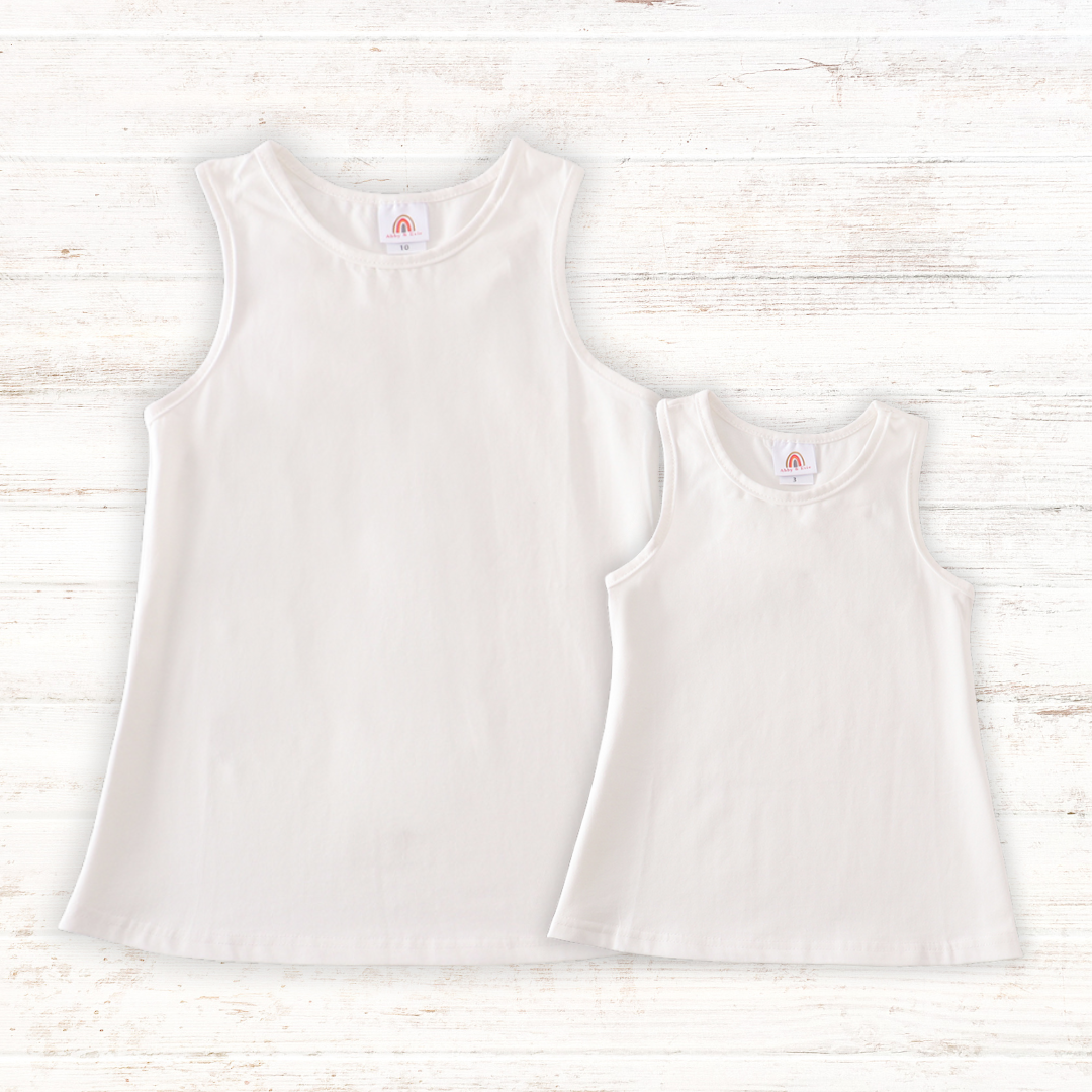 White Blank Basic Kids Teens Adult Tank Top - Essential Southern Charm