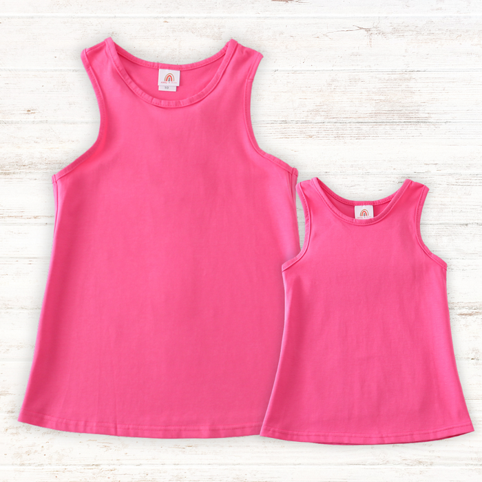 Hot Pink Blank Basic Kids Teens Adult Tank Top - Essential Southern Charm