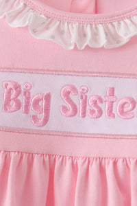 Big sister embroidery ruffle pants set