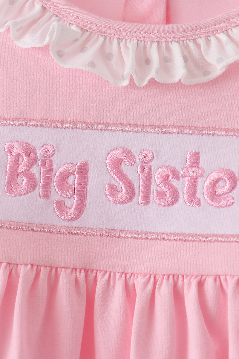 Big sister embroidery ruffle pants set