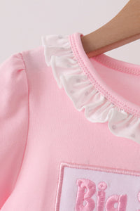 Big sister embroidery ruffle pants set