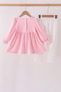 Big sister embroidery ruffle pants set