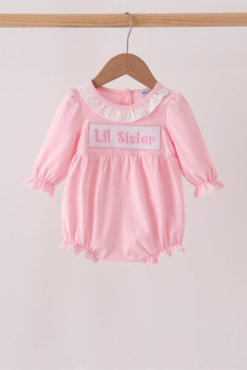 Lil sister embroidery ruffle bubble