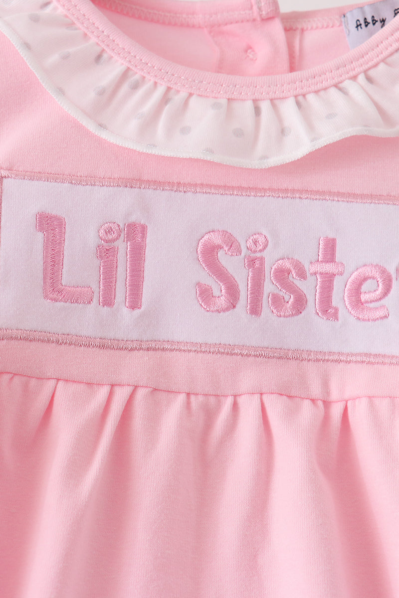 Lil sister embroidery ruffle bubble