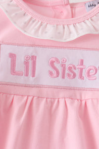 Lil sister embroidery ruffle bubble