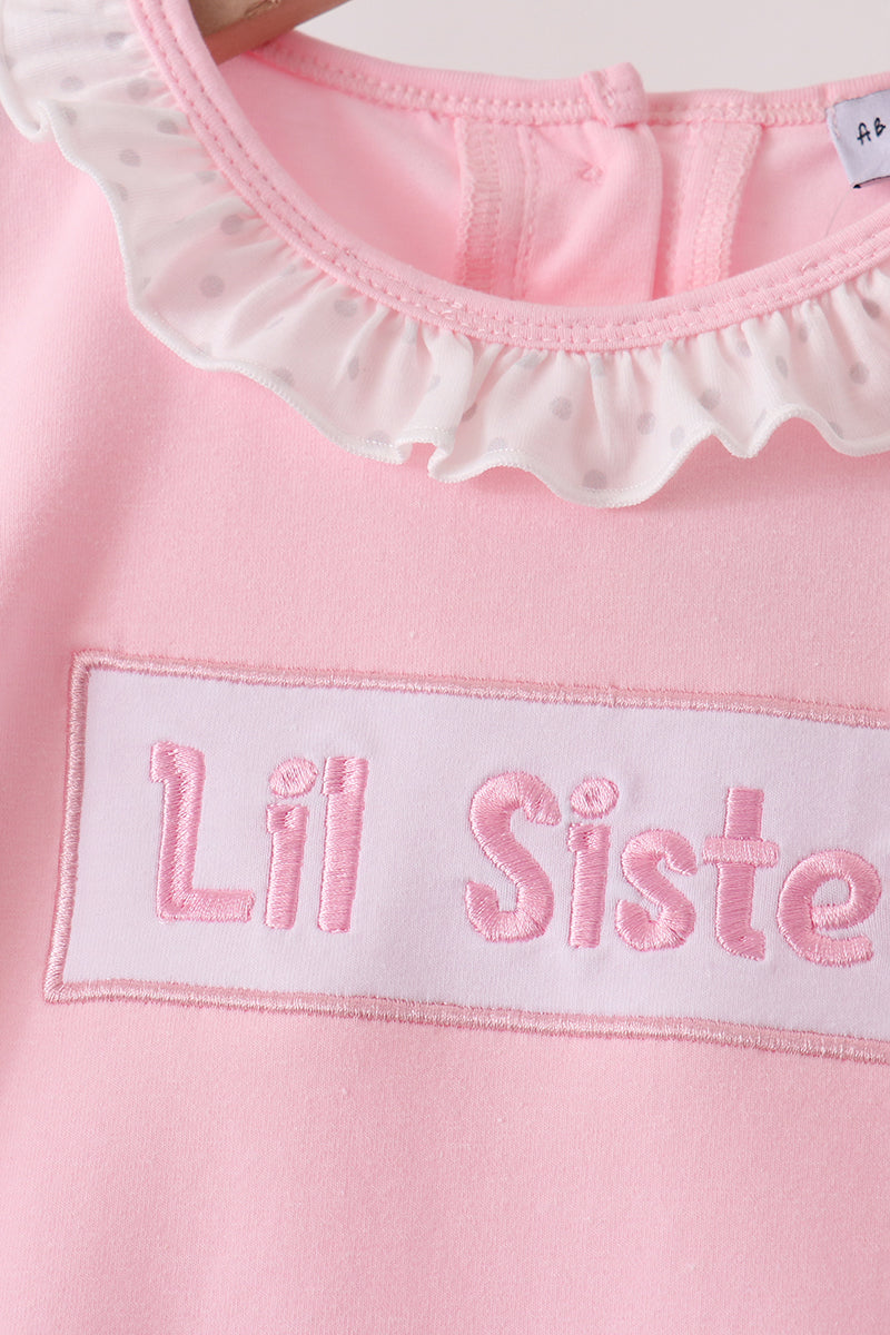Lil sister embroidery ruffle bloomer set
