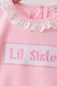 Lil sister embroidery ruffle bloomer set