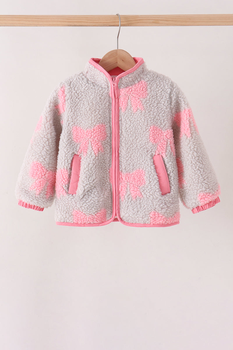 Fleece jacket - Pink bow