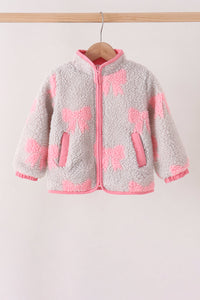 Fleece jacket - Pink bow