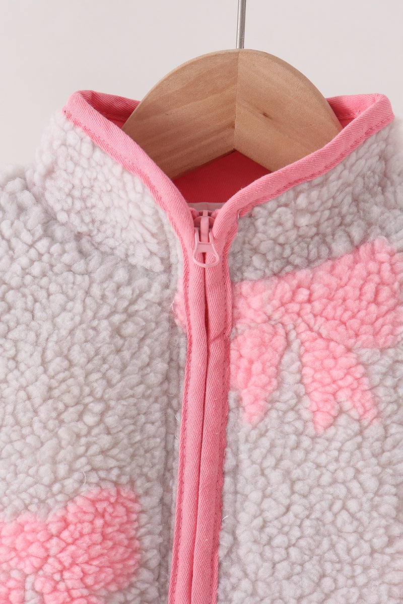 Fleece jacket - Pink bow