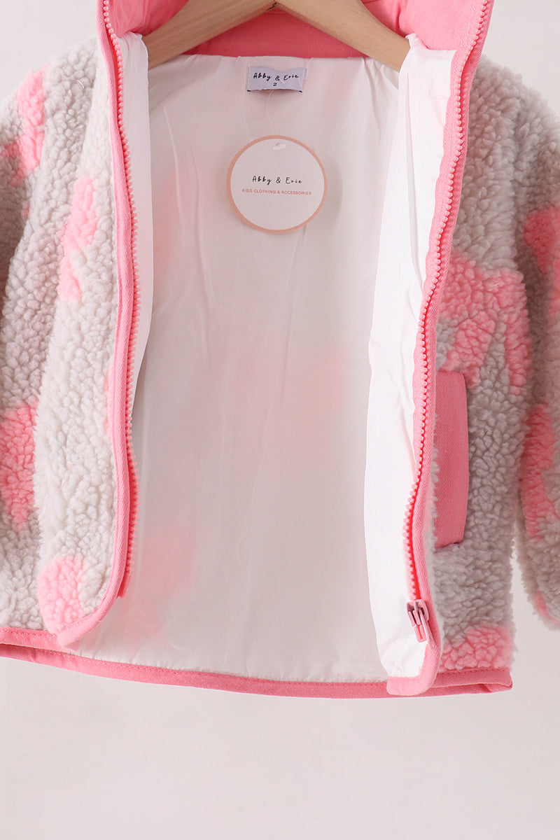 Fleece jacket - Pink bow