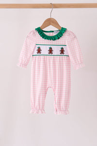 Gingerbread Embroidery Ruffle Romper