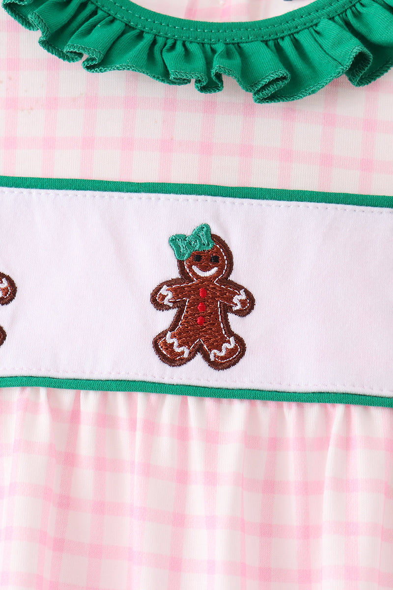 Gingerbread Embroidery Ruffle Romper
